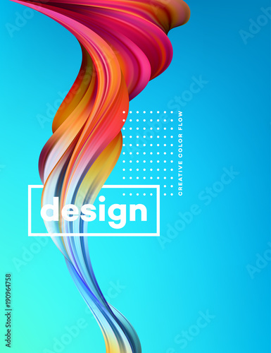 Modern colorful flow poster. Wave Liquid shape in blue color background. Art ...