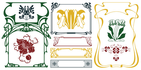 Wall Mural - Vector plant vignette and border.