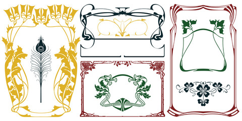 Wall Mural - Vector plant vignette and border.