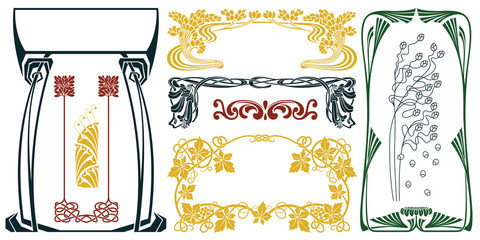 Wall Mural - Vector plant vignette and border.