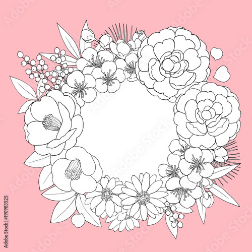 お正月の花のリース 線画 Stock Illustration Adobe Stock
