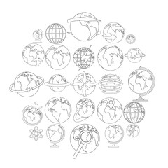 Poster - globe earth icons set. outline illustration of 25 globe earth vector icons for web