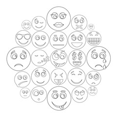 Poster - Smile icon set. Outline illustration of 50 smile vector icons for web