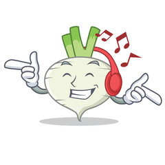 Poster - Listening music turnip mascot cartoon style