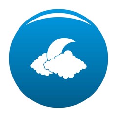 Poster - Moon icon vector blue circle isolated on white background 