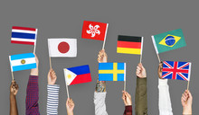Hands Holding International Flags