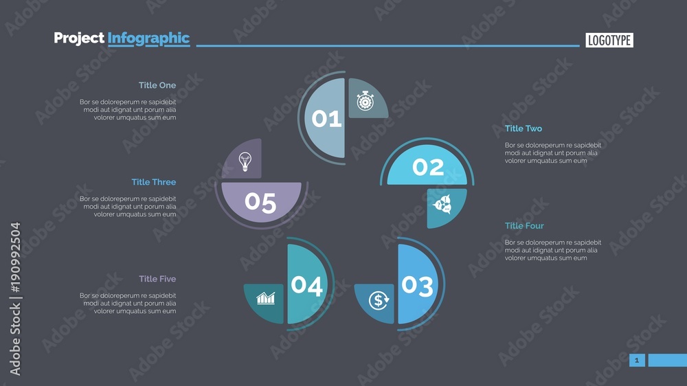 Cycle Chart with Five Elements Template Stock Vector | Adobe Stock