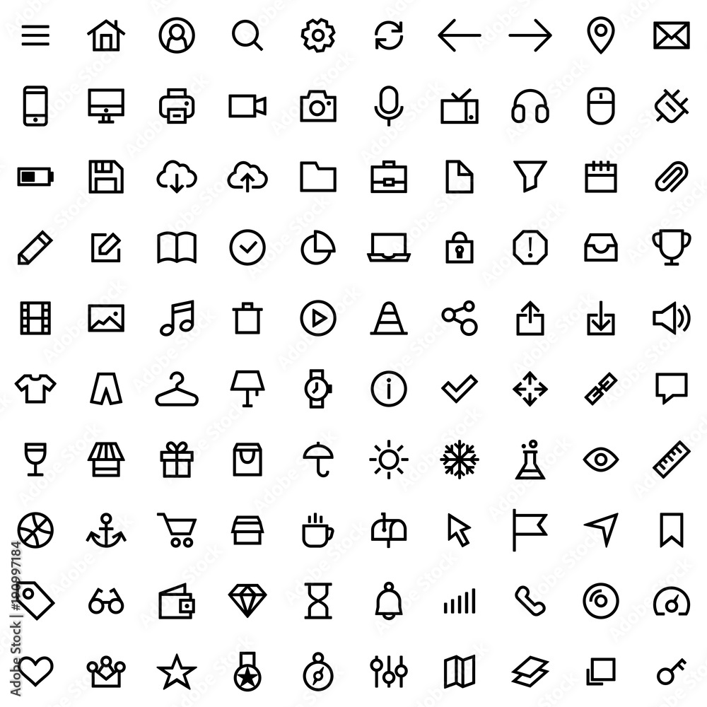 Set of icons for simple flat style ui design Stock Vector | Adobe Stock