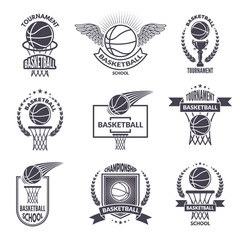 Poster - Sport labels for basketball club. Vector badges for champions