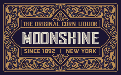 Whiskey label with old frames. Vector layered