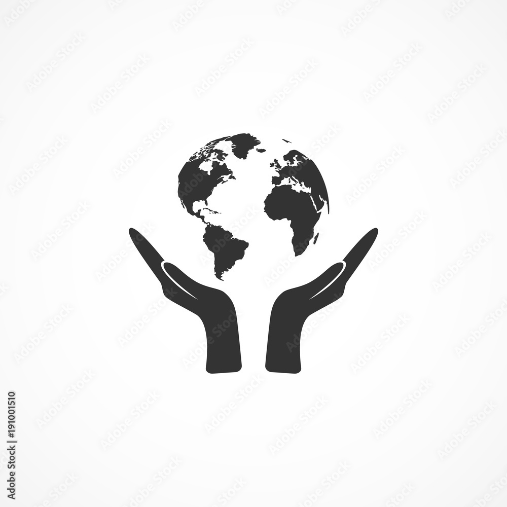 Vector image of icon hands holding the earth. Stock Vector | Adobe Stock