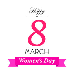 Wall Mural - Icono plano Happy 8 March y Women s Day en cinta en fondo blanco