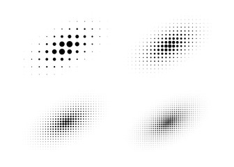Wall Mural - set of halftone circle dots backgrounds. collection of diagonal ovals using halftone texture for log