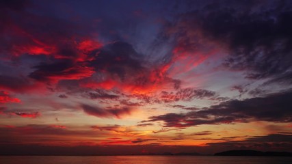 Wall Mural - beautiful landscape with tropical sea sunset on the beach, timelapse 4k