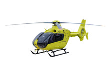 Yellow Helicopter Isolated On White Background