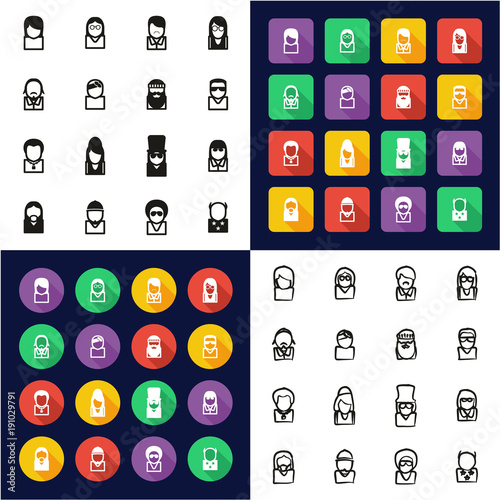 Fotomural Avatar Famous Musicians All in One Icons Black & White Color Flat Design Freehan