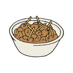 Vector hand drawn chili bowl icon. Mexican traditional food vintage.