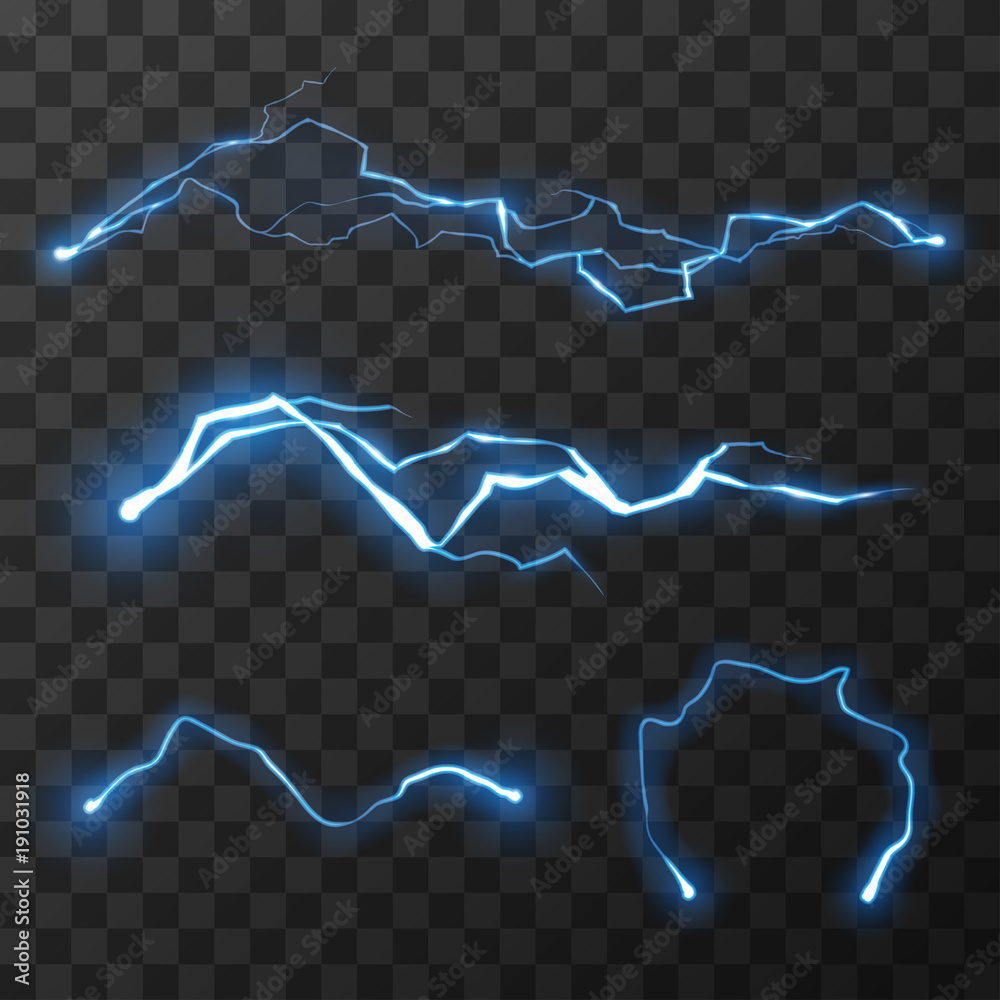 Blue lightnings set Stock Vector | Adobe Stock