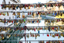 Love Locks On The Butchers Bridge In Ljubljana Slovenia.