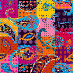 Poster - Pattern based on decorative elements Paisley. Seamless pattern in indian style.