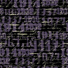 Poster - Seamless background pattern. Imitation of a abstract vintage lettering on halftone years. Unreadable text.