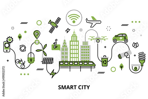 Fotografía Concept of smart city, technologies of future