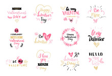 Happy Valentines Day Typography Poster With Hand Drawn Text And Heart Shape Isolated On White Background Vector Illustration
