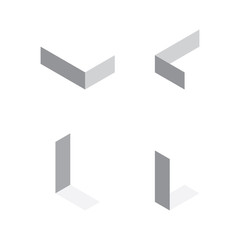 Poster - Vector isometric letters L in various foreshortening views. Edge outline alphabet
