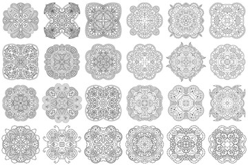 Wall Mural - Set of black and white mandalas.