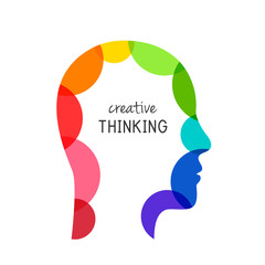 Poster - Creative thinking concept with head silhouette in colorful and abstract design
