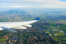 Aerial View After Airplane Takeoff From Schiphol Airport In Amsterdam Netherlands.