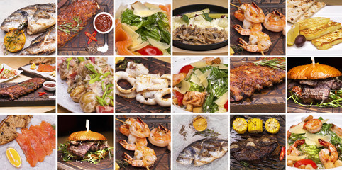 Collage of restaurant dishes