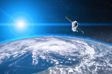 Wall Mural - blue planet earth. spacecraft launch into space. elements of this image furnished by nasa.