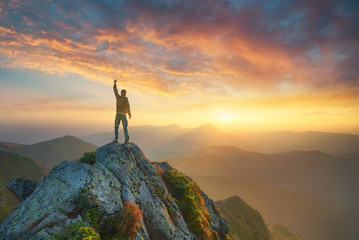 Wall Mural - mountain valley during bright sunset. beautiful natural landscape in the summer time