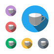 tea icon button symbol tea cup semi flat icon shadow flat,