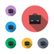 icon button symbol briefcase handbag semi flat icon, 