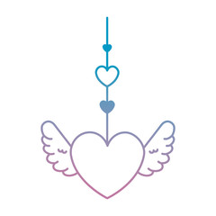 Wall Mural - heart love hanging with wings vector illustration design