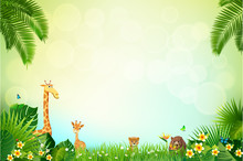 Jungle Or Zoo Themed Animal Background