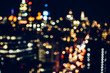 Night New York City Midtown skysrapers in bokeh blur