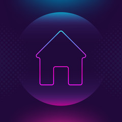 Home neon icon. House luminous button. Home outline logo. Ultra violet color. Trendy style design element for graphic and web design, logo, mobile app, website, social media, UI