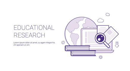 Poster - Educational Research Business Concept Template Web Banner With Copy Space Vector Illustration