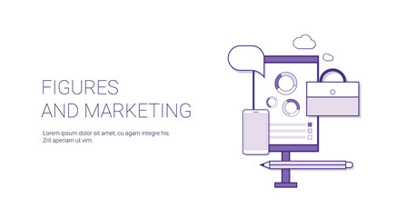 Poster - Figures And Marketing Business Concept Template Web Banner With Copy Space Vector Illustration