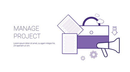 Poster - manage project business concept template web banner with copy space vector illustration