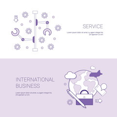 Poster - Set of Service And International Business Banners Concept Template Background With Copy Space Vector Illustration