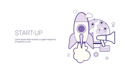 Poster - Startup Business Concept Template Web Banner With Copy Space Vector Illustration