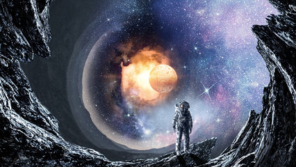 Wall Mural - space hole and astronaut. mixed media