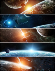 Wall Mural - panorama of distant planet system in space 3d rendering elements of this image furnished by nasa