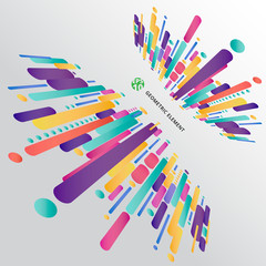 Poster - modern perspective style abstract composition made of various rounded shapes in colorful.