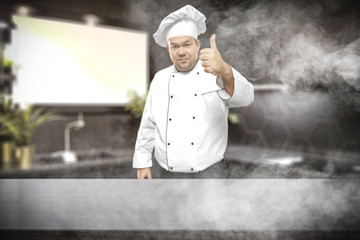 Wall Mural - cook chef and free space for your decoration. 