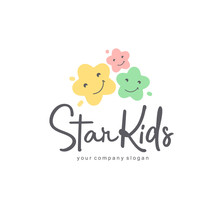 Vector Logo Design For Kids Club. Star Kids